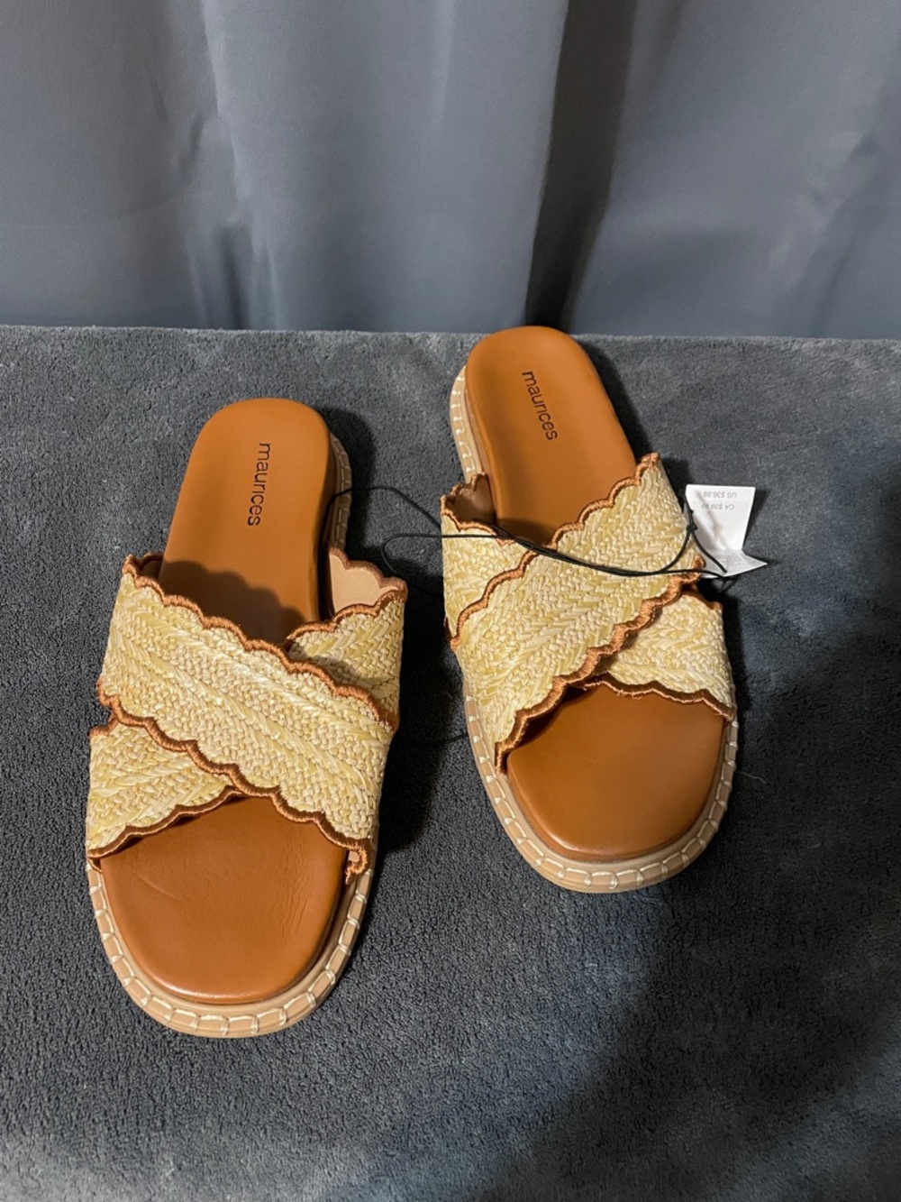 Maurices Tan & Cream Braided Slide Sandals